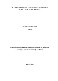 An Assesment of the Enforcement of Minimum Wage Legislation in Kenya