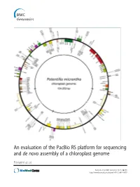 An Evaluation of the Pacbio RS Platform for Sequencing and De Novo Assembly of a Chloroplast Genome