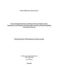 Bauxite Mining Restoration with Natural Soils and Residue Sands: Comparison of the Recovery of Soil Ecosystem Function and Ground-Dwelling Invertebrate Diversity