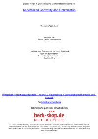 Generalized Convexity and Optimization