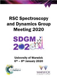 RSC Spectroscopy and Dynamics Group Meeting 2020