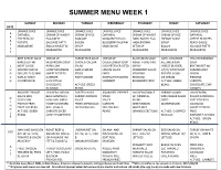 Summer Menu Week 1