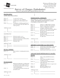 Survey of Charges–Endodontics This Survey Represents the Most Frequently Billed Procedure Codes