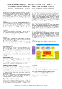 Using Modelsim Foreign Language Interface for C – VHDL