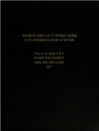 Washington Irving's Use of Historical Sources in the Knickerbocker History of New York