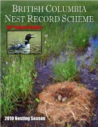 2010 Nesting Season British Columbia Nest Record Scheme