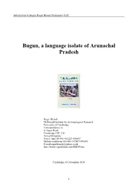 Bugun, a Language Isolate of Arunachal Pradesh