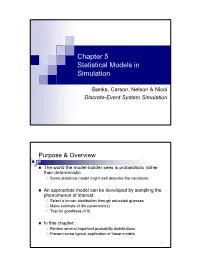 Chapter 5 Statistical Models in Simulation