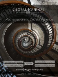 Global Journal of Science Frontier Research : F Mathematics & Decision Sciences