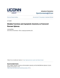 Modular Functions and Asymptotic Geometry on Punctured Riemann Spheres