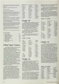 Other Open Teams Under 16 Under 15 Under 14