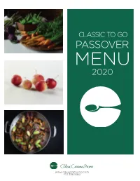 Passover Menu 2020