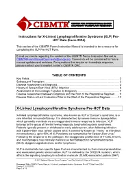 X-Linked Lymphoproliferative Syndrome (XLP) Pre-HCT Data Form Instructions