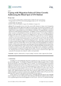 Coping with Migration-Induced Urban Growth: Addressing the Blind Spot of UN Habitat