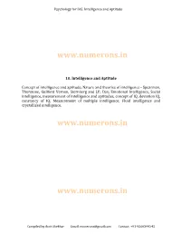 Intelligence and Aptitude 228 28 VOLUME 11, NUMBER 1, FEBRUARY 2002