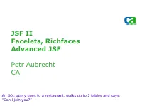 JSF II Facelets, Richfaces Advanced JSF Petr Aubrecht CA