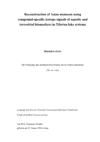 Reconstruction of Asian Monsoon Using Compound-Specific Isotope Signals of Aquatic and Terrestrial Biomarkers in Tibetan Lake Systems
