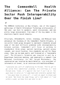 The Commonwell Health Alliance: Can the Private Sector Push Interoperability Over the Finish Line?