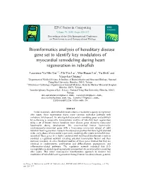 Bioinformatics Analysis of Hereditary Disease Gene Set to Identify Key Modulators of Myocardial Remodeling During Heart Regeneration in Zebrafish