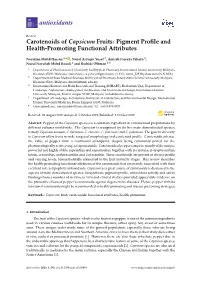 Carotenoids of Capsicum Fruits: Pigment Profile and Health-Promoting Functional Attributes