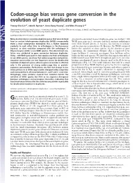 Codon-Usage Bias Versus Gene Conversion in the Evolution of Yeast Duplicate Genes
