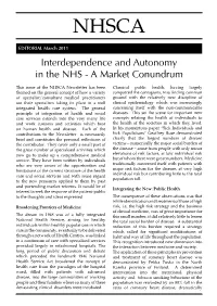 Interdependence and Autonomy in the NHS - a Market Conundrum