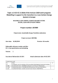 Modelling in Support to the Transition to a Low-Carbon Energy System in Europe