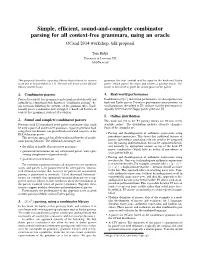 Simple, Efficient, Sound-And-Complete Combinator Parsing for All Context