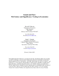 Sound and Fury: Mccloskey and Significance Testing in Economics
