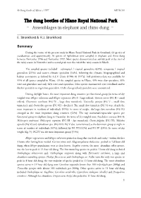 The Dung Beetles of Hlane Royal National Park – Assemblages in Elephant and Rhino Dung – ______E