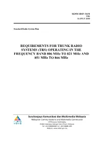 (TRS) OPERATING in the FREQUENCY BAND 806 Mhz to 821 Mhz and 851 Mhz to 866 Mhz