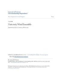 University Wind Ensemble Department of Music, University of Richmond