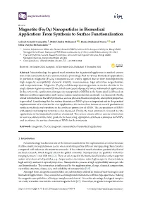 Magnetite (Fe3o4) Nanoparticles in Biomedical Application: from Synthesis to Surface Functionalisation