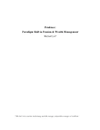 Paradigm Shift in Pension & Wealth Management