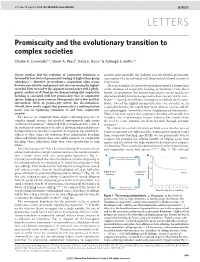 Promiscuity and the Evolutionary Transition to Complex Societies