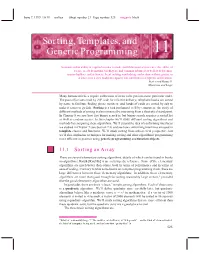 Sorting, Templates, and Generic Programming 11