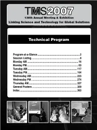 2007 136Th Annual Meeting & Exhibition Linking Science and Technology for Global Solutions