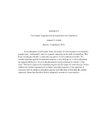 ABSTRACT the Zombie Argument and Its Implications for Naturalism
