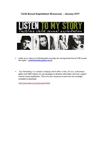 Child Sexual Exploitation Resources - January 2017