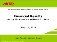 [Explanatory]Financial Results for the Fiscal Year Ended March 31, 2021
