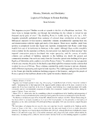 Masons, Materials, and Machinery: Logistical Challenges in Roman