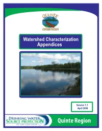 Watershed Characterization Appendices