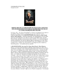 FOR IMMEDIATE RELEASE October 22, 2014 JEREMY SPENCER