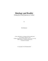 Ideology and Reality Putting Belief and Behaviour in Context