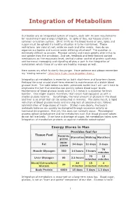 Integration of Metabolism