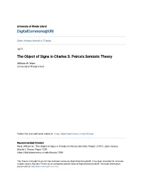The Object of Signs in Charles S. Peirce's Semiotic Theory