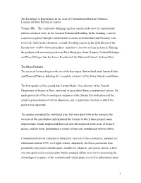 1 the Exchange of Experiences in the Area Of