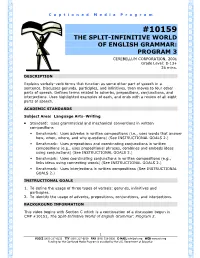 10159 the Split-Infinitive World of English Grammar: Program 3