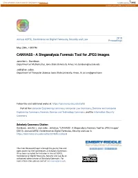 CANVASS - a Steganalysis Forensic Tool for JPEG Images