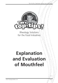 Explanation and Evaluation of Mouthfeel